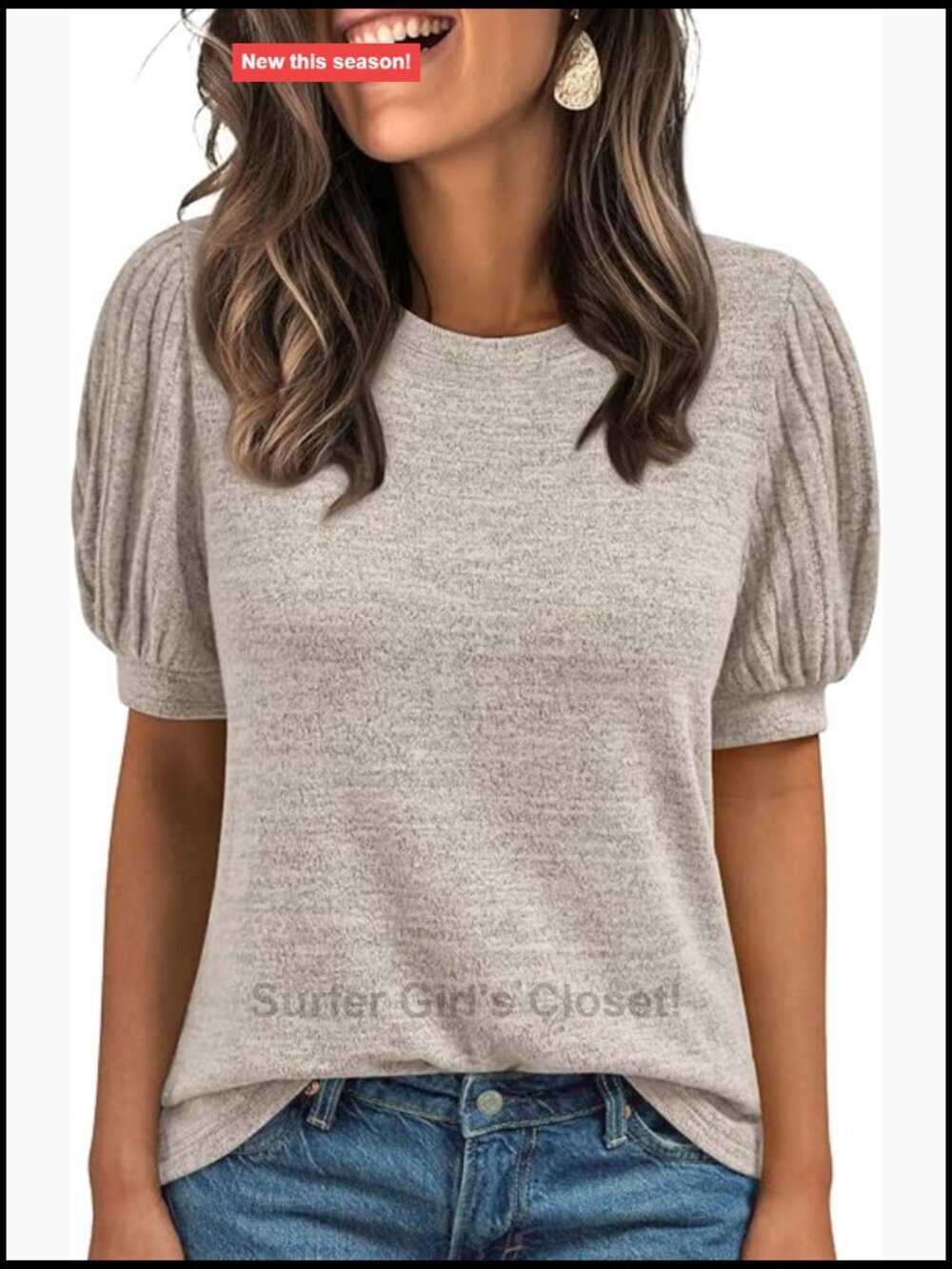 Short Sleeve Tunic Crew Neck Casual Blouse Soft Stretch